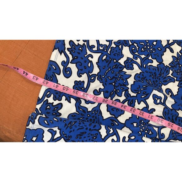 Boden Blue & White Floral Short Sleeve Midi Dress With V-Neckline & Empire Waist - Picture 7 of 9